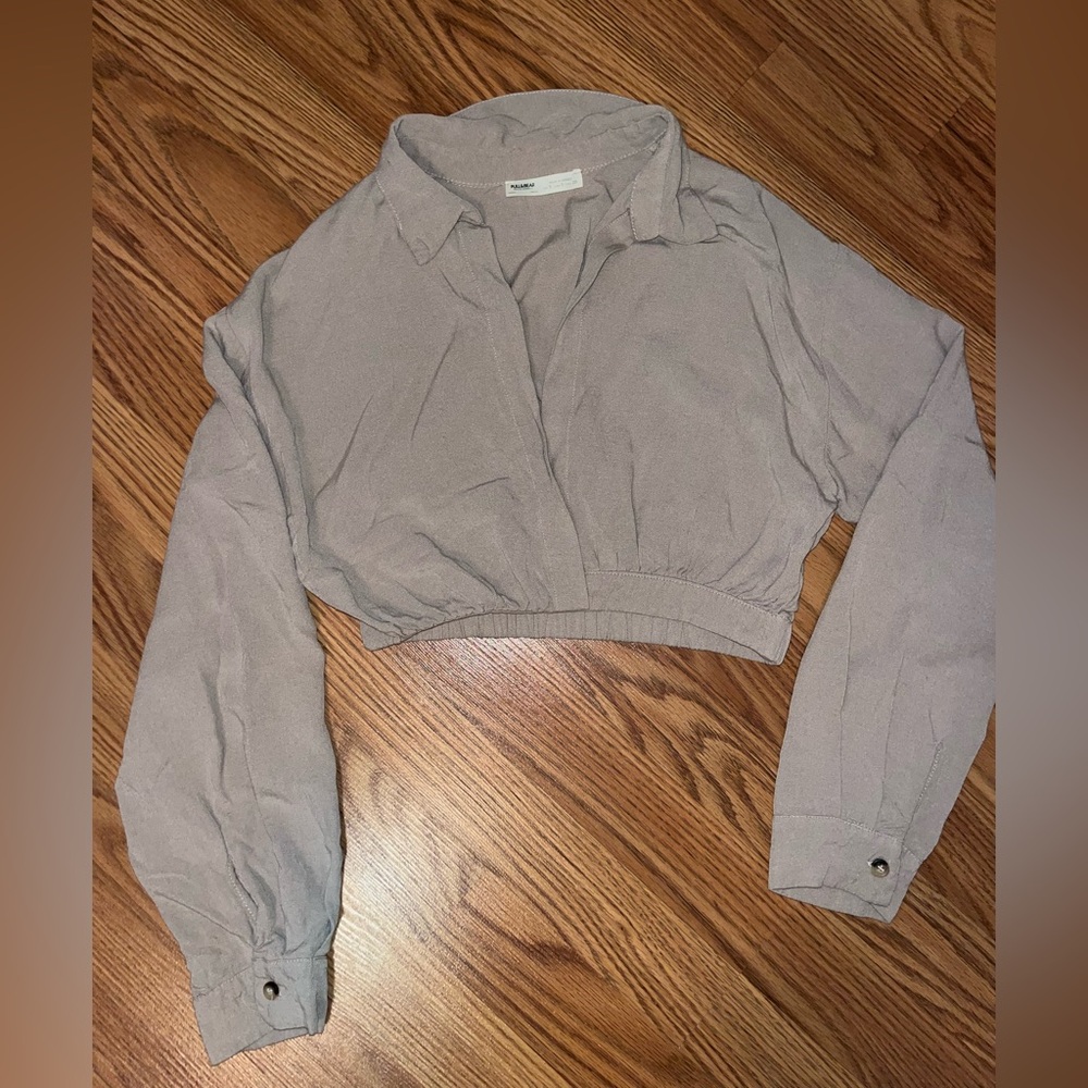 Pull&Bear Long Sleeve Cropped Blouse